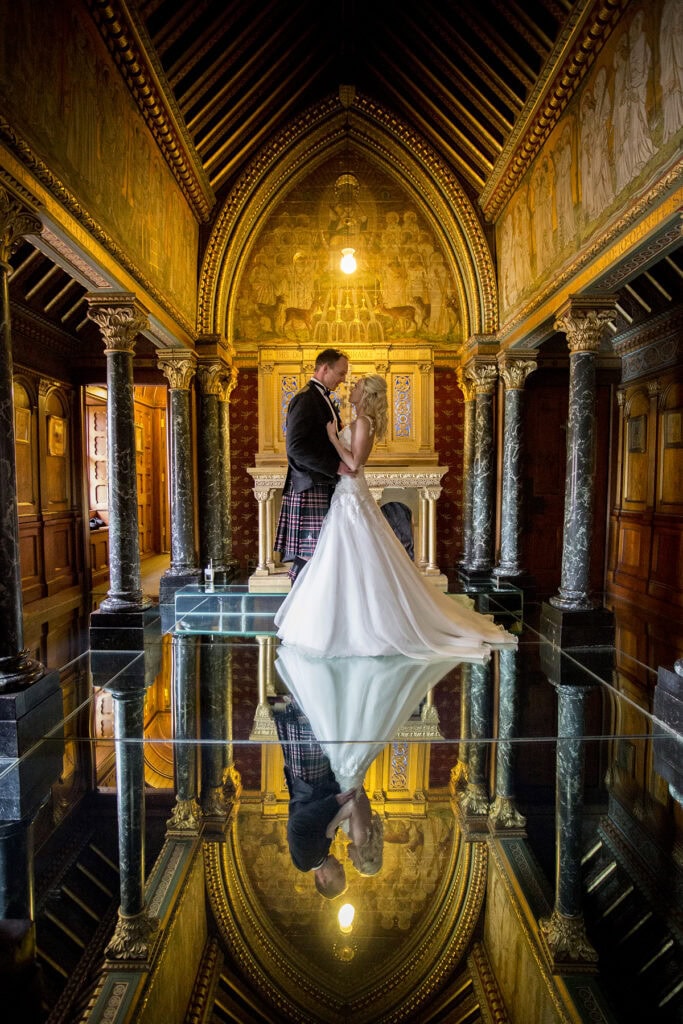 The secret mirror chapel of Mount Stuart on the wedding day