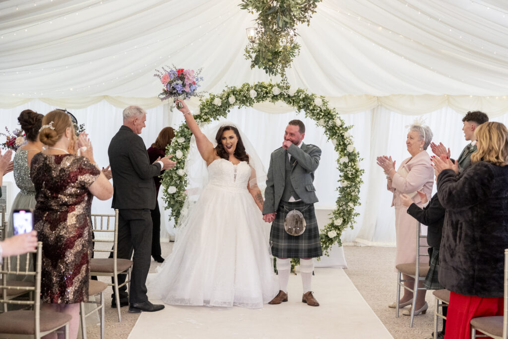 Just married bride celebrates 