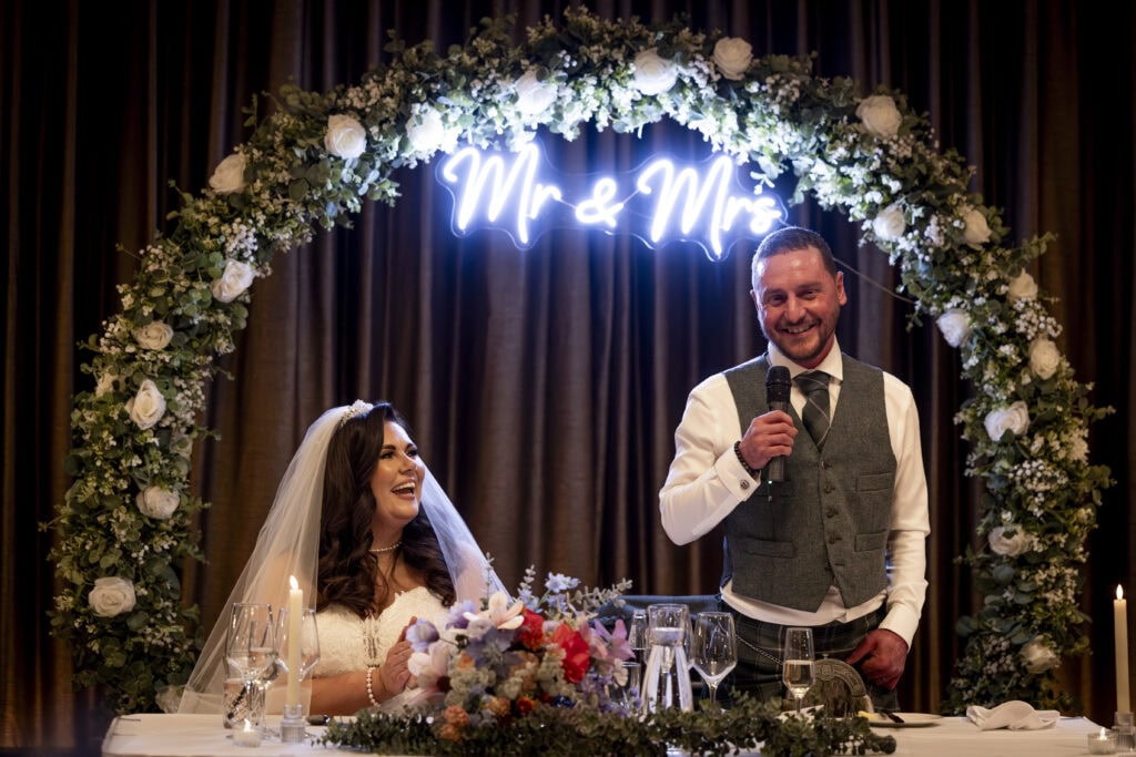 Speeches by the groom and bride 