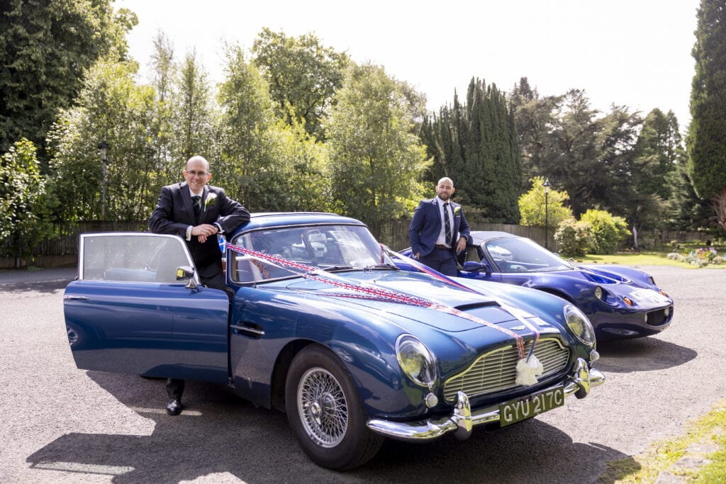 Groom and bestman arriving at The Cruin, Loch Lomond