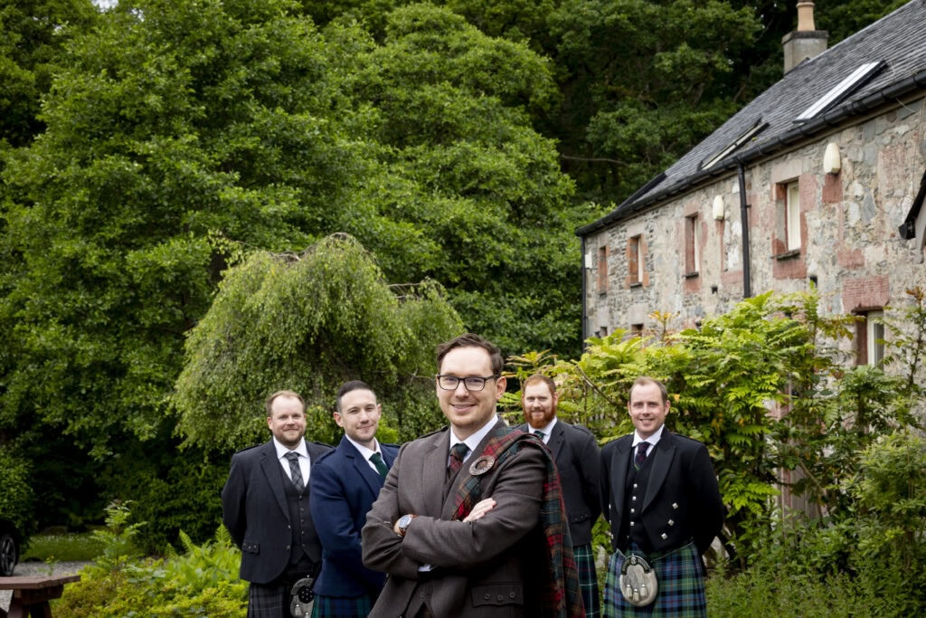 lads get ready at the Loch Lomond Arms lodges