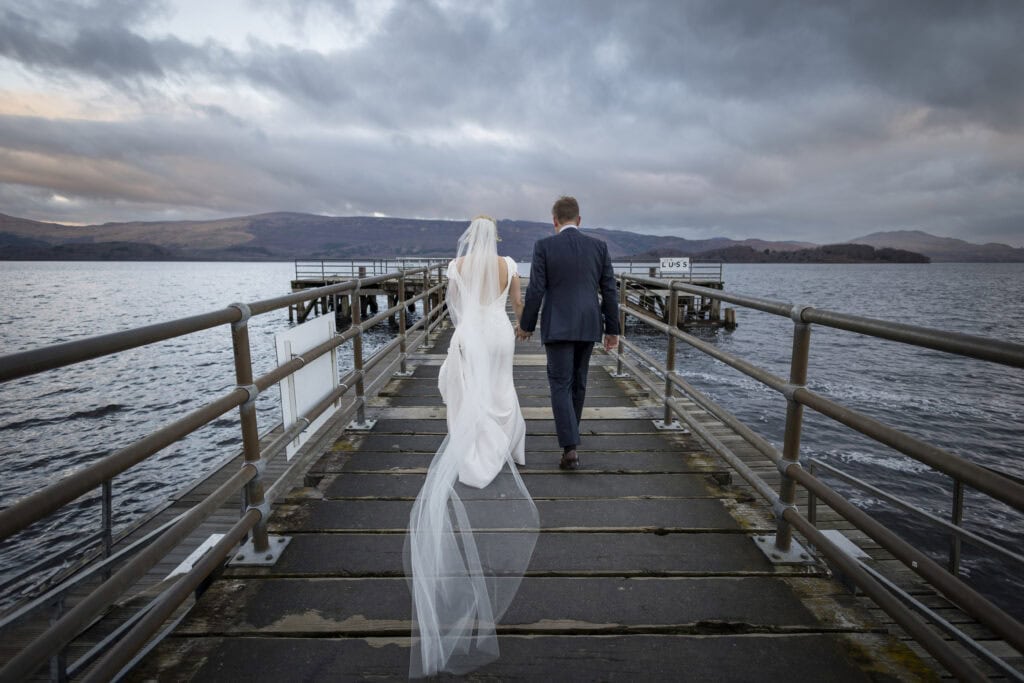 Luss Pier Loch Lomond arms for wedding pictures 